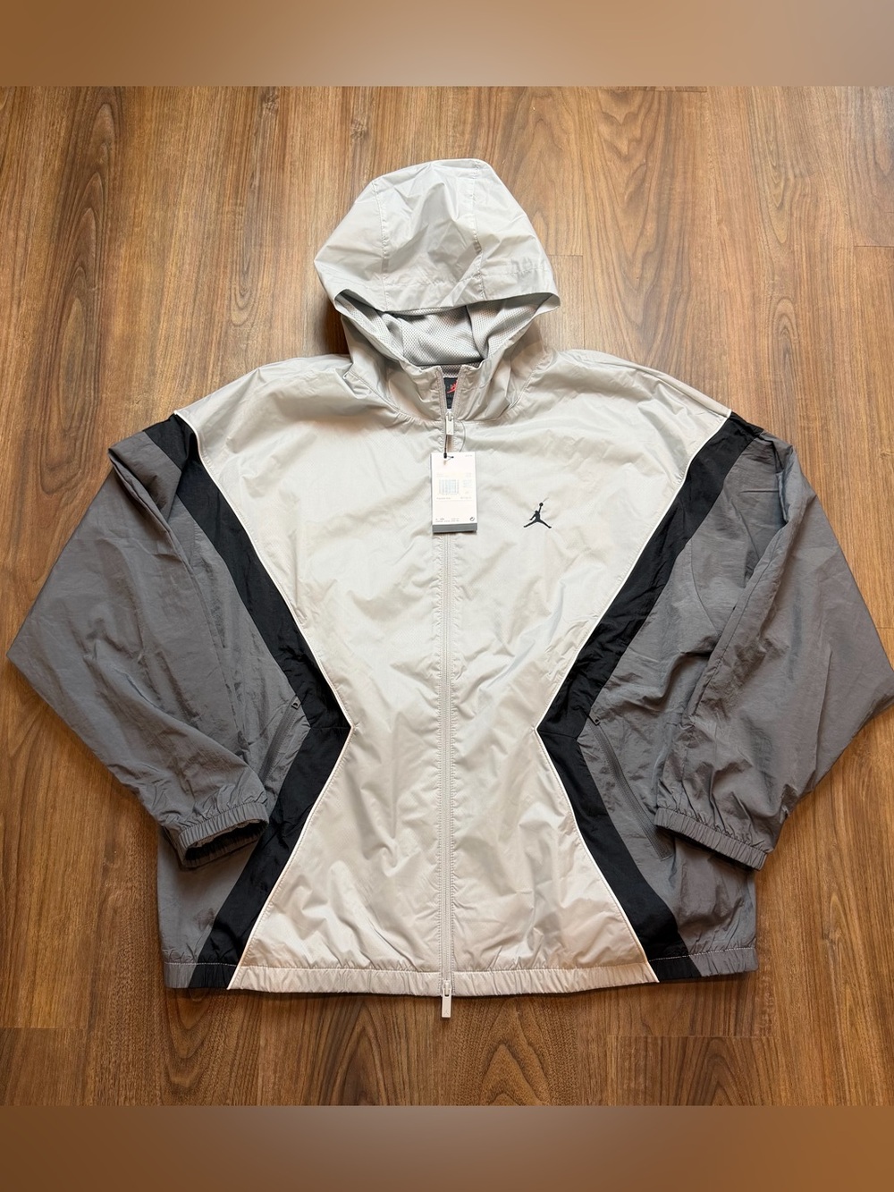 NEW Nike Air Jordan Brooklyn Hooded Jacket Grey Black White HF9333-077 Men’s 2XL